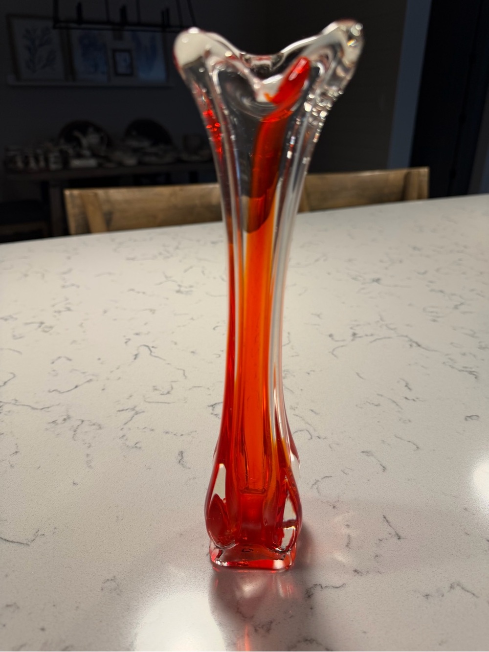 Vintage Mid Century Modern Orange  Glass Vase Made in Japan
